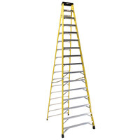 Bauer Corporation 35016 350 Series Type 1A 16' Safety Yellow Fiberglass Step Ladder - 300 lb. Capacity