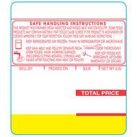 Ishida 1837-S/H 64 mm x 73 mm White Safe Handling Pre-Printed Equivalent Scale Label Roll - 12/Case