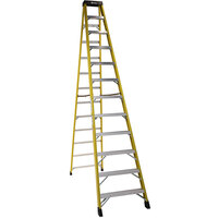 Bauer Corporation 30812 308 Series Type 1AA 12' Safety Yellow Fiberglass Step Ladder - 375 lb. Capacity