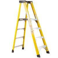 Bauer Corporation 35106 351 Series Type 1AA 6' Safety Yellow Fiberglass Platform Ladder with Steel Platform - 375 lb. Capacity
