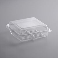 Clear PET Bakery Container with Hinged Low Dome Lid - 200/Case