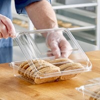 Clear PET Bakery Container with Hinged Low Dome Lid - 200/Case