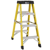 Bauer Corporation 35204 352 Series Type 1AA 4' Safety Yellow Fiberglass Two-Way Step Ladder - 375 lb. Capacity