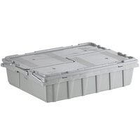 Choice 19 13/16 inch x 14 1/4 inch x 5 1/2 inch Small Stackable Grey Chafer Tote / Storage Box with Attached Lid