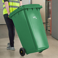 Lavex Janitorial 64 Gallon Green Wheeled Rectangular Trash Can with Lid