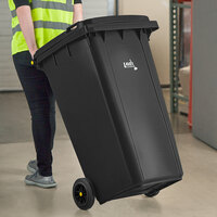 Lavex Janitorial 64 Gallon Black Wheeled Rectangular Trash Can with Lid