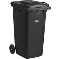 Lavex 64 Gallon Black Wheeled Rectangular Trash Can with Lid