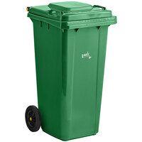 Lavex Janitorial 32 Gallon Green Wheeled Rectangular Trash Can with Lid