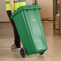Lavex Janitorial 32 Gallon Green Wheeled Rectangular Trash Can with Lid