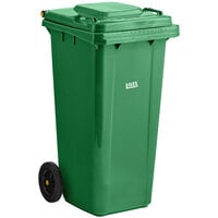 Lavex 32 Gallon Green Wheeled Rectangular Trash Can with Lid