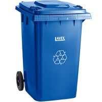 Lavex 95 Gallon Blue Wheeled Rectangular Recycle Bin with Lid