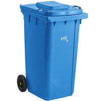 Lavex Janitorial 50 Gallon Blue Wheeled Rectangular Trash Can with Lid