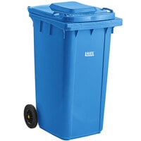 Lavex 50 Gallon Blue Wheeled Rectangular Trash Can with Lid