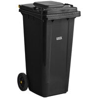 Lavex 32 Gallon Black Wheeled Rectangular Trash Can with Lid