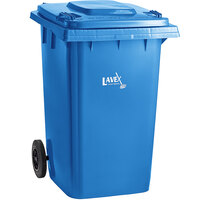 Lavex Janitorial 95 Gallon Blue Wheeled Rectangular Trash Can with Lid