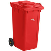 Lavex Janitorial 50 Gallon Red Wheeled Rectangular Trash Can with Lid