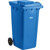 Lavex 64 Gallon Blue Wheeled Rectangular Trash Can with Lid