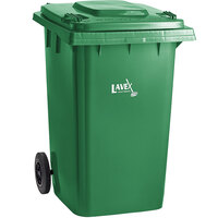 Lavex Janitorial 95 Gallon Green Wheeled Rectangular Trash Can with Lid