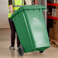 Lavex Janitorial 95 Gallon Green Wheeled Rectangular Trash Can with Lid