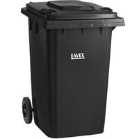 Lavex 50 Gallon Red Wheeled Rectangular Trash Can with Lid