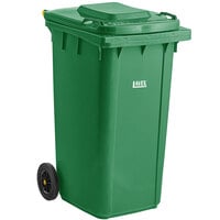 Lavex 50 Gallon Green Wheeled Rectangular Trash Can with Lid