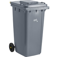 Lavex Janitorial 64 Gallon Gray Wheeled Rectangular Trash Can with Lid