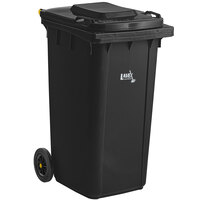 Lavex Janitorial 50 Gallon Black Wheeled Rectangular Trash Can with Lid