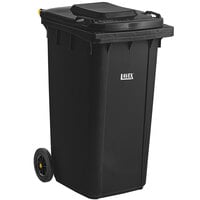 Lavex 50 Gallon Black Wheeled Rectangular Trash Can with Lid