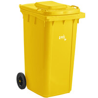 Lavex Janitorial 50 Gallon Yellow Wheeled Rectangular Trash Can with Lid