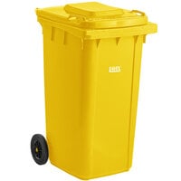Lavex 50 Gallon Yellow Wheeled Rectangular Trash Can with Lid