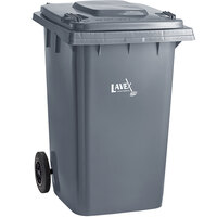 Lavex Janitorial 95 Gallon Gray Wheeled Rectangular Trash Can with Lid