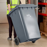 Lavex Janitorial 95 Gallon Gray Wheeled Rectangular Trash Can with Lid