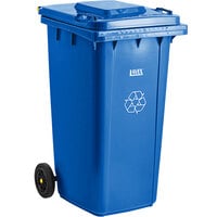 Lavex 64 Gallon Blue Wheeled Rectangular Recycle Bin with Lid
