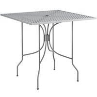 Lancaster Table & Seating Harbor Gray 30" Square Dining Height Powder-Coated Steel Mesh Table with Ornate Legs