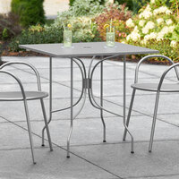 Lancaster Table & Seating Harbor Gray 30 inch Square Dining Height Powder-Coated Steel Mesh Table with Ornate Legs