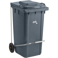 Lavex Janitorial 50 Gallon Gray Wheeled Rectangular Trash Can with Lid and Step-On Attachment