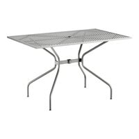Lancaster Table & Seating Harbor Gray 30" x 48" Rectangular Outdoor Standard Height Table with Modern Legs