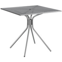 Lancaster Table & Seating Harbor Gray 30 inch Square Dining Height Powder-Coated Steel Mesh Table with Modern Legs