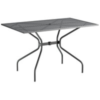 Lancaster Table & Seating Harbor Black 30" x 48" Rectangular Dining Height Powder-Coated Steel Mesh Table with Modern Legs