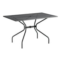 Lancaster Table & Seating Harbor Black 30" x 48" Rectangular Outdoor Standard Height Table with Modern Legs