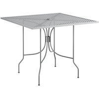 Lancaster Table & Seating Harbor Gray 36" Square Dining Height Powder-Coated Steel Mesh Table with Ornate Legs