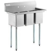 Regency 39 inch 16-Gauge Stainless Steel Three Compartment Commercial Sink with Galvanized Steel Legs and without Drainboards - 10 inch x 14 inch x 12 inch Bowls