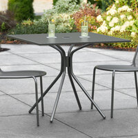 Lancaster Table & Seating Harbor Black 36 inch Square Dining Height Powder-Coated Steel Mesh Table with Modern Legs