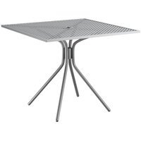 Lancaster Table & Seating Harbor Gray 36 inch Square Dining Height Powder-Coated Steel Mesh Table with Modern Legs