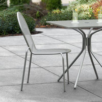 Lancaster Table & Seating Harbor Gray Powder Coated Steel Stackable Outdoor Side Chair