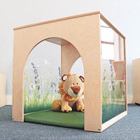 Whitney Brothers WB2452 Nature View 30 1/4 inch x 29 1/2 inch x 29 1/2 inch Wood Play House Cube with Green Floor Mat