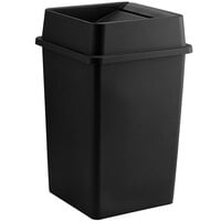 Lavex Janitorial 35 Gallon Black Square Trash Can with Swing Lid
