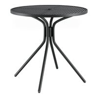 Lancaster Table & Seating Harbor Black 30" Round Outdoor Standard Height Table with Modern Legs