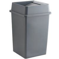 Lavex 35 Gallon Gray Square Trash Can with Swing Lid