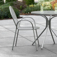 Lancaster Table & Seating Harbor Gray Powder Coated Steel Stackable Outdoor Armchair